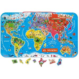 Janod Magnetic World Map Puzzle Spanish Version Veelkleurig 92