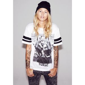 Mister Tee 2pac Stripe Short Sleeve T-shirt Wit M Vrouw