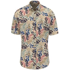 Fynch Hatton Inked Cotton Prints Overhemd Met Korte Mouwen