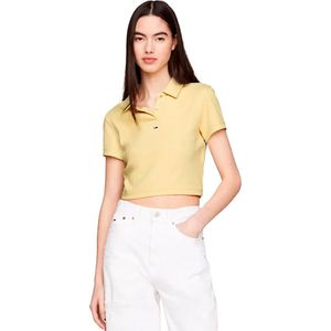 Tommy Jeans Crp Essential Rib Short Sleeve Polo Geel M Vrouw