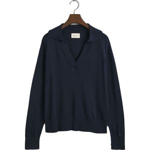 Gant Fine Rugger Sweater Blauw 2XL Vrouw