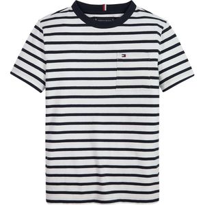 Tommy Hilfiger Breton Pocket Stripe Short Sleeve T-shirt Wit,Blauw 10 Years Jongen