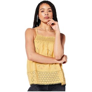 Superdry Vintage Woven Lace Sleeveless T-shirt Geel 2XS Vrouw