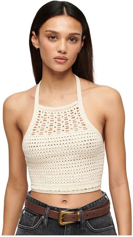 Superdry - Crop Halter Crochet Top - Zonder Mouwen