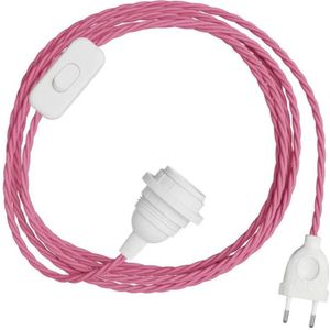 Creative Cables Snakebis Twisted E27 Lampenkap-kabelset Met Lamphouder. Gevlochten Stoffen Kabel En Stekker Met Twee Pinnen 3 M