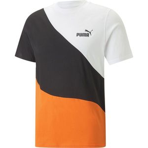 Puma Power Cat Short Sleeve T-shirt Wit,Oranje,Zwart S Man