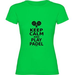 Kruskis Keep Calm And Play Padel Short Sleeve T-shirt Groen M Vrouw