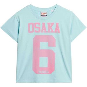 Superdry Osaka 6 Kiss Print 90´s Short Sleeve T-shirt Blauw XS Vrouw