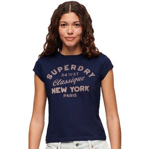 Superdry Indigo Workwear Cap Short Sleeve T-shirt Blauw XL Vrouw