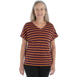 Icebreaker Drayden Reversible Stripe Merino Short Sleeve T-shirt Oranje M Vrouw