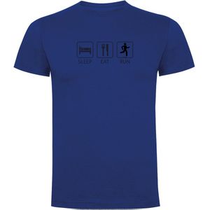 Kruskis Sleep Eat And Run Short Sleeve T-shirt Blauw M Man