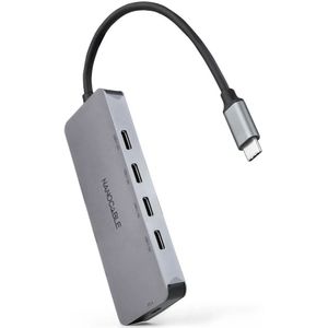 Nanocable - 10.16.4505 - USB-C Hub - Grijs - 4x USB-C 3.2 poorten + 1 USB-C PD 100W poort