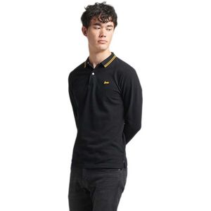 Superdry Vintage Tipped Long Sleeve Polo Zwart S Man