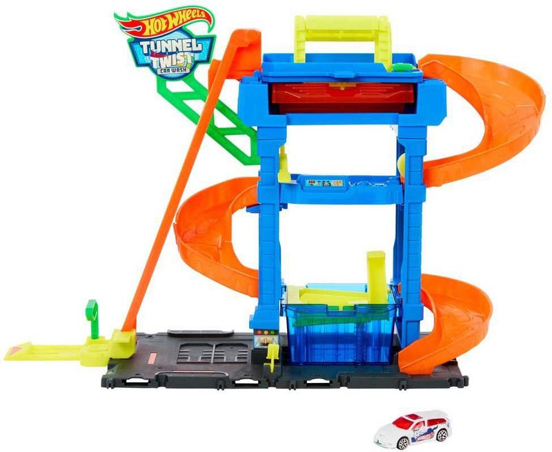 Hot Wheels Stadsautootje Racebaan Tunnel Wasstraat Met Bochten