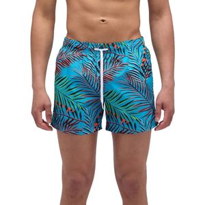 Sundek Elastic Waist And Neon Leaves Print Zwembroek