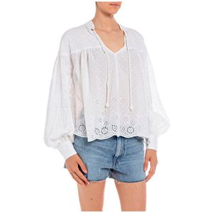 Replay W2099.000.10321 Long Sleeve Blouse Wit L Vrouw