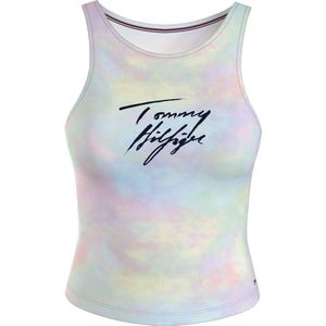 Tommy Hilfiger Cropped Print Uw0uw03626 Sleeveless T-shirt Blauw M Vrouw