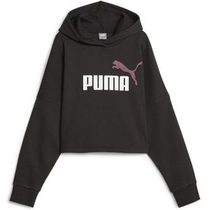 Puma Ess Logo Cropped Hoodie Zwart 13-14 Years Meisje
