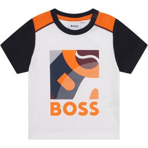 Boss J05985 Short Sleeve T-shirt Wit,Oranje 9 Months