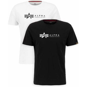 Alpha Industries Alpha Label Short Sleeve T-shirt 2 Units Wit,Zwart L Man