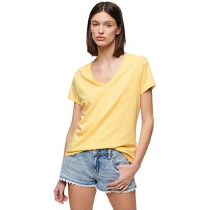 Superdry Studios Slub Embroidered Vee Short Sleeve V Neck T-shirt Geel S Vrouw