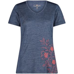 CMP - Blue Melange - T-shirt - Blauw Gemêleerd - Bloemenprint