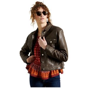 Superdry Leather Stateside Jacket Bruin M Vrouw