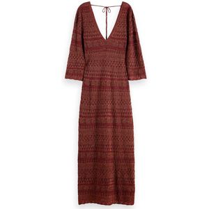 Scotch & Soda Metallic Pointelle Lange Jurk Met 3/4 Mouwen