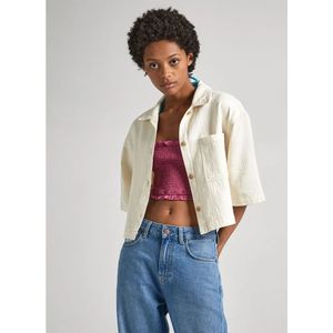Pepe Jeans Elle Ecru Overhemd Met Korte Mouwen