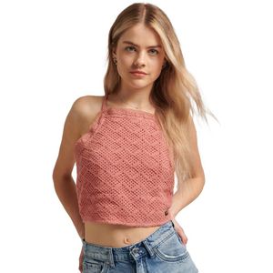 Superdry Vintage Crop Crochet Top Roze L Vrouw