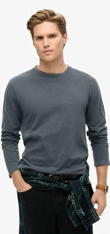 Superdry - Classic Essential T-shirt - Grijs - Katoen - Lange Mouwen