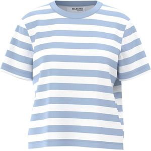 Selected Essential Striped Boxy Short Sleeve T-shirt Blauw 2XL Vrouw