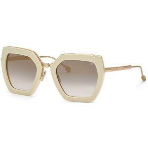 Philipp Plein Spp097s Sunglasses Beige Brown Gradient/Mirror Gold / CAT2 Man
