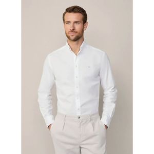 Hackett Londonvoor mannen. HM3010028 Ess Gmt geverfd Oxford overhemd wit (M), Casual, Katoen, Lange mouwen