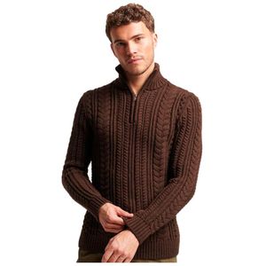 Superdry Vintage Jacob Henley Half Zip Sweater Bruin M Man