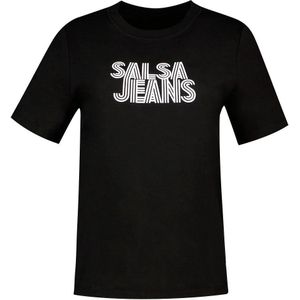 Salsa Jeans Flocked-logo Detail Short Sleeve T-shirt Zwart L Vrouw