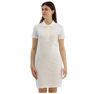 Lacoste Stretch Cotton Pique Dress Wit 44 Vrouw