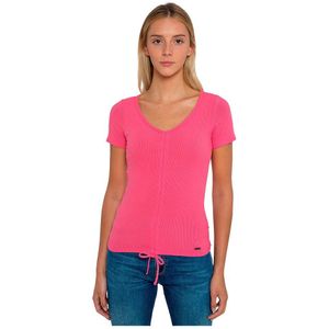 Pepe Jeans Freja Braces Short Sleeve V Neck T-shirt Roze XS Vrouw