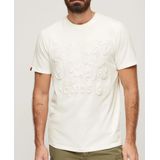 Superdryvoor mannen. M1011915A T-shirt met reliëfafbeelding Archief wit (S), Casual, Katoen, Korte mouwen