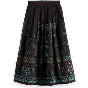 Scotch & Soda Geo Embroidered Midi Skirt Zwart L Vrouw