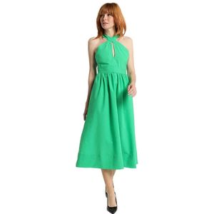 Victorio & Lucchino - Midi-jurk - Groen - Gekruiste Halslijn - Katoen - Mouwloos