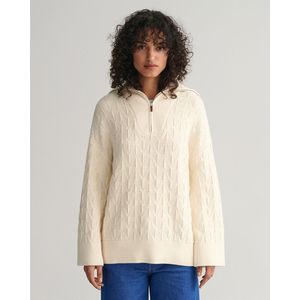 Gant Herringbone Half Zip Sweater Beige XL Vrouw