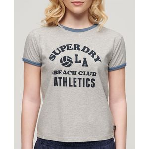 Superdry Beach Graphic Fitted Ringer Short Sleeve T-shirt Grijs XS Vrouw