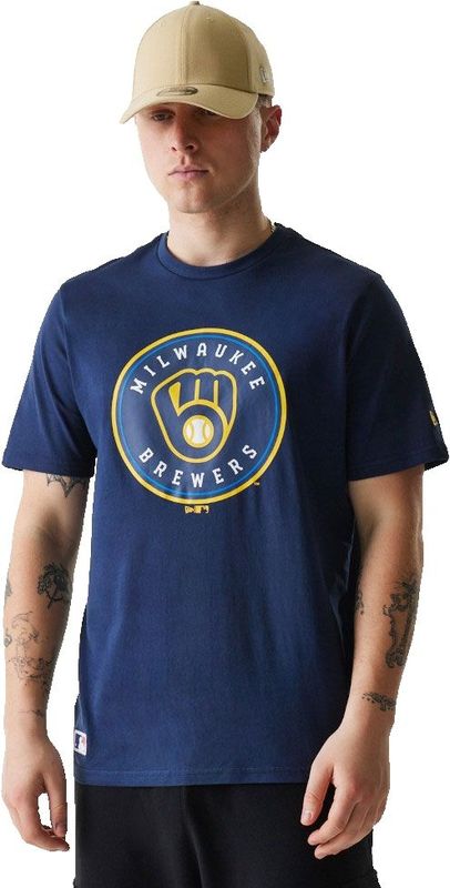 New Era - T-shirt - Donkerblauw - Milwaukee Brewers Nos MLB Regular