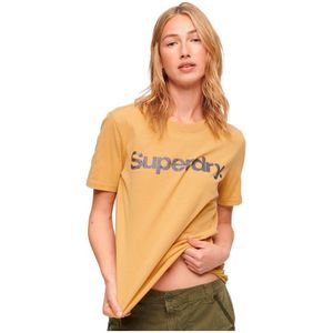 Superdry Metallic Core Logo Short Sleeve T-shirt Geel XS Vrouw