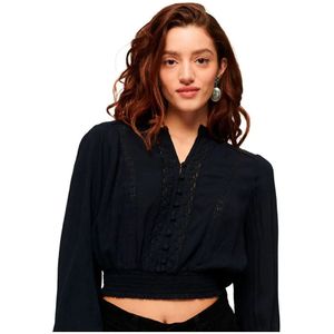 Superdry Lace Trim Smocked Blouse Met Lange Mouwen