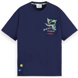 Scotch & Soda Placed Swan Artwork T-shirt Met Korte Mouwen