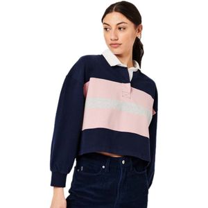 Superdry Vintage Cropped Rugby Long Sleeve Polo Blauw L Vrouw