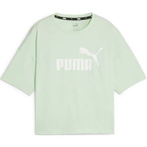 Puma Ess Cropped Logo Short Sleeve T-shirt Groen M Vrouw