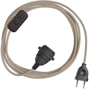 Creative Cables Snakebis Zig-zag E14-lampenkap-bedrading Set Met Lamphouder. Zigzag-stofkabel En 2-polige Stekker 3 M